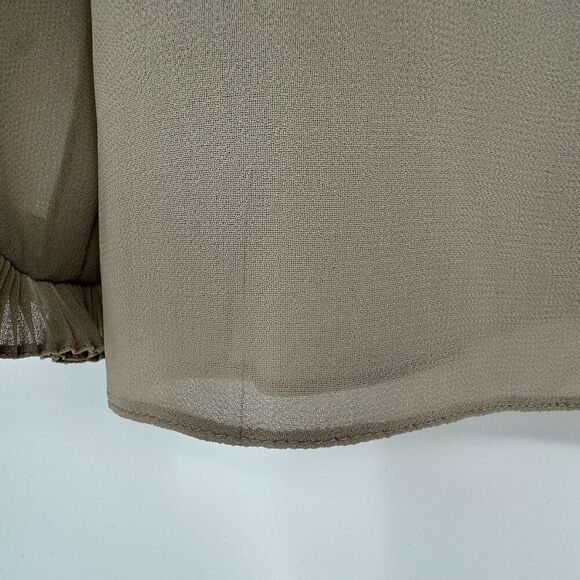 Vintage Albert Nipon Womens Semi Sheer Blouse Size 4 Tan High Neck Quiet Luxury - Picture 9 of 9